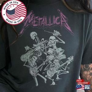Metallica World Tour  Music Rock Festival Shirt Skeleton Tee  Unisex